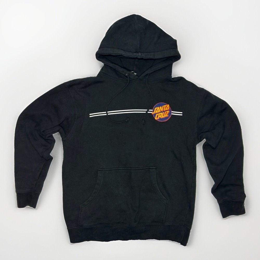 Santa Cruz Skateboards Hoodie Men's L Black Pullover Graphic Logo Skate